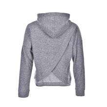 Women Long Sleeve Cropped Gray Pullovers Top Stylish Drawstring Hoodies Back Slit Irregular Sweatshirts J4U66