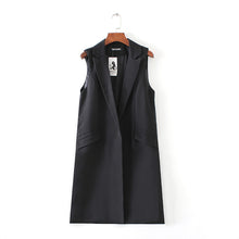 Fashion office lady Elegant jackets Vests For Women Sleeveless black Long Outerwear Casual brand colete feminino coats J4U66