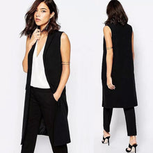 Fashion office lady Elegant jackets Vests For Women Sleeveless black Long Outerwear Casual brand colete feminino coats J4U66