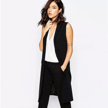 Fashion office lady Elegant jackets Vests For Women Sleeveless black Long Outerwear Casual brand colete feminino coats J4U66