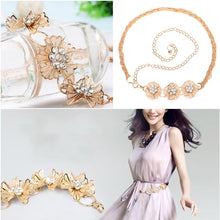 All-match Sweet Metal 3 and 5 Flowers Skirt Decorated Belly Chains Body Jewelry Chain J4U66