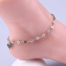 Anklets For Women Silver Bead Chain Anklet Bracelet Accessories Heart Floral Foot Jewelry J4U66