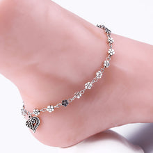 Anklets For Women Silver Bead Chain Anklet Bracelet Accessories Heart Floral Foot Jewelry J4U66