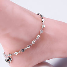 Anklets For Women Silver Bead Chain Anklet Bracelet Accessories Heart Floral Foot Jewelry J4U66