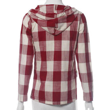 Fashion Shirt Women Long Sleeve Tops Plaid Hooded Sweater Blouse Shirt Pullover Plus Size  J4U66