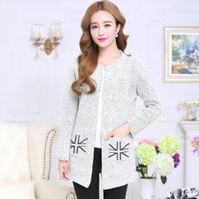 Women Sweater Long Sleeve UK Flag Printed Pocket Outwear Coats Knitted Cardigans For Women J4U66