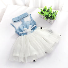 Fashion Baby Kids Girls Denim Dress Sleeveless Shirt Tulle Princess Tutu Dresses 0-4Y J4U66