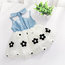 Fashion Baby Kids Girls Denim Dress Sleeveless Shirt Tulle Princess Tutu Dresses 0-4Y J4U66
