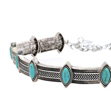 Boho Collar Choker Silver Necklace jewelry Necklace women Euro Vintage Necklace Bohemia Turquoise Beads J4U66