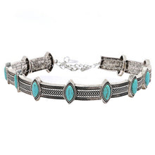 Boho Collar Choker Silver Necklace jewelry Necklace women Euro Vintage Necklace Bohemia Turquoise Beads J4U66