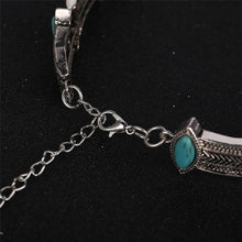 Boho Collar Choker Silver Necklace jewelry Necklace women Euro Vintage Necklace Bohemia Turquoise Beads J4U66