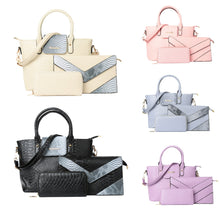 women 3pcs purses and handbag set pu leather snakeskin  tote clutch bag retro ladies bolsas J4U66