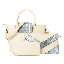 women 3pcs purses and handbag set pu leather snakeskin  tote clutch bag retro ladies bolsas J4U66