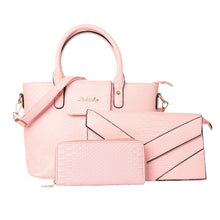 women 3pcs purses and handbag set pu leather snakeskin  tote clutch bag retro ladies bolsas J4U66