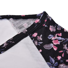 Casual Loose Cotton Tops T Shirt Women Printed Floral Three-quarter Sleeve Shirt J4U66