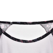 Casual Loose Cotton Tops T Shirt Women Printed Floral Three-quarter Sleeve Shirt J4U66