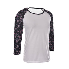 Casual Loose Cotton Tops T Shirt Women Printed Floral Three-quarter Sleeve Shirt J4U66