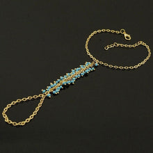 Chain Bracelet Drop Turquoise Beads Slave Finger Ring Punk Gold Plated Women Metal Hand Harness Chain J4U66