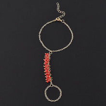 Chain Bracelet Drop Turquoise Beads Slave Finger Ring Punk Gold Plated Women Metal Hand Harness Chain J4U66