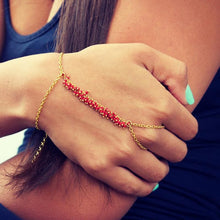 Chain Bracelet Drop Turquoise Beads Slave Finger Ring Punk Gold Plated Women Metal Hand Harness Chain J4U66