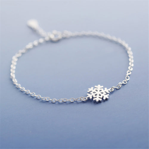 Charm Women Girl Snowflake Shape Wrap Chain Bracelet Silver plated Love Dainty Bridesmaid jewelry Gift J4U66