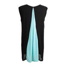 chiffon women dress splicing o neck sleeveless mini party dress partial lined beach dress white blue yellow J4U66