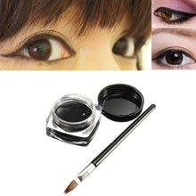 Fashion Cosmetic Waterproof Eye Liner pencil make up black liquid Eyeliner Shadow Gel Makeup + Brush Black J4U66