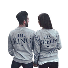 Couples Sweatshirts Print KING QUEEN Long Sleeve Hoodies Lovers Sweatshirt Men and Pullovers J4U66