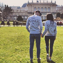 Couples Sweatshirts Print KING QUEEN Long Sleeve Hoodies Lovers Sweatshirt Men and Pullovers J4U66