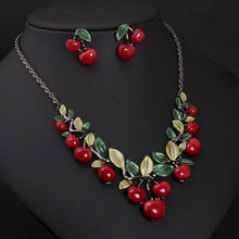 Cute Cherry Statement Necklace With Earrings Maxi Necklace For Women Best Gift S J4U66