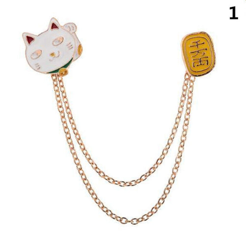 Cute Egg Cat Moon Rabbit Chain Brooch Badge Pin Jewelry Gift Women Girl Accessories S  Collar brooch J4U66