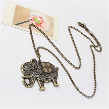 Cute Vintage Retro Charms Hollow Out Elephant Metal Necklace&Pendants Women Jewelry Gift J4U66