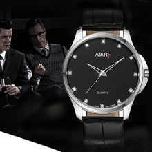 Fashion Dress LRhinestone Men Business Sport Leather Waterproof Quartz Wrist Watch J4U66