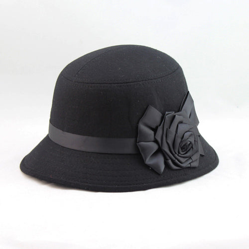 elegant women ladies fedora cloche flower rose bucket hat headwear gray J4U66
