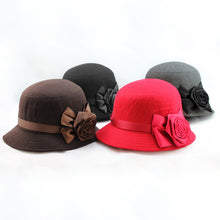 elegant women ladies fedora cloche flower rose bucket hat headwear gray J4U66