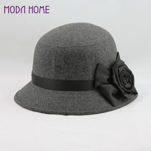 elegant women ladies fedora cloche flower rose bucket hat headwear gray J4U66