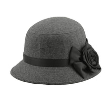 elegant women ladies fedora cloche flower rose bucket hat headwear gray J4U66