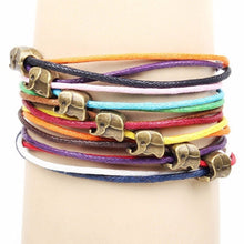 Elephants Jewelry Bracelet Multilayer Candy Color Rope Chain Leather Bracelets For Women J4U66