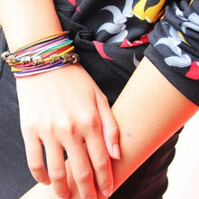 Elephants Jewelry Bracelet Multilayer Candy Color Rope Chain Leather Bracelets For Women J4U66