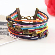 Elephants Jewelry Bracelet Multilayer Candy Color Rope Chain Leather Bracelets For Women J4U66