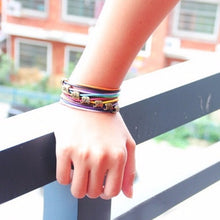 Elephants Jewelry Bracelet Multilayer Candy Color Rope Chain Leather Bracelets For Women J4U66