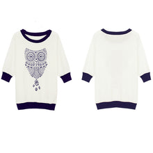 europe america women t-shirts owl printcolor block batwing half sleeves tops blusas femininas casual shirts white J4U66