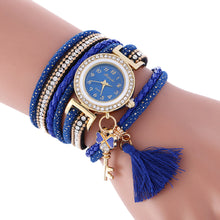 Fashion Key Pendant Elegance Leather Watch Wrap Around Quartz Leopard Leather Weave Watch Bracelets Relogio Femininos J4U66