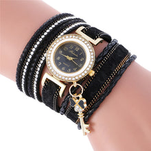Fashion Women's Ladies Dress Watches Key Braided Rhinestone Quartz Wrist Watches Lady Dress Watches Relogio Femininos J4U66
