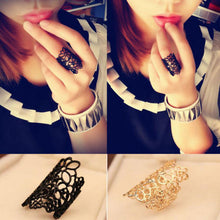 Jewelry Accessories anel Feminino Black Gold Cutout Lace Flower Ring Finger Rings for Women s J4U66