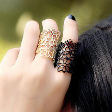 Jewelry Accessories anel Feminino Black Gold Cutout Lace Flower Ring Finger Rings for Women s J4U66