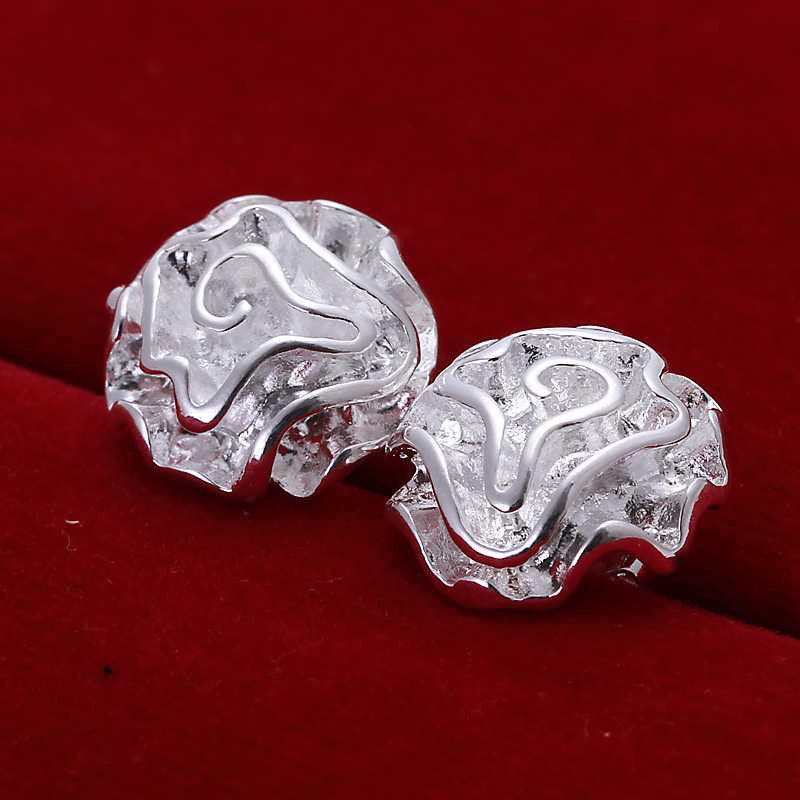 Jewelry Earring Women Cute Rose Stud Earrings Gifts For Lady Jewelry Silver Color J4U66