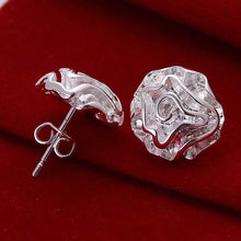 Jewelry Earring Women Cute Rose Stud Earrings Gifts For Lady Jewelry Silver Color J4U66