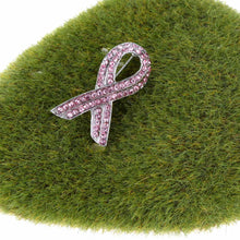 jewelry elegant pink shinning rhinestone crystal breast cancer awareness ribbon brooch pin J4U66
