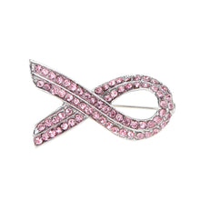 jewelry elegant pink shinning rhinestone crystal breast cancer awareness ribbon brooch pin J4U66